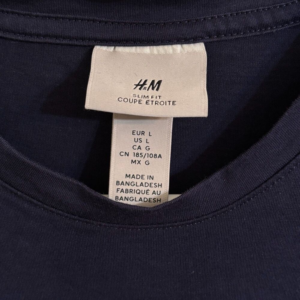 Men's H&M Slim Fit T-Shirts L Green & Navy - Picture 7 of 7